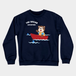 Funny monkey sailor cartoon vector on little boat with cartoon style. Crewneck Sweatshirt